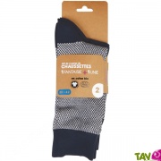 Chaussettes Homme Coton Bio, 2 paires uni marine / petits chevrons