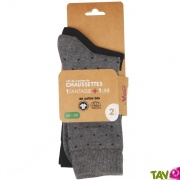 Chaussettes Femme Coton Bio, lot de 2 paires uni noir / pois gris