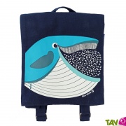 Sac  dos enfant bio Baleine et ses poissons 23 x 23 x 7.5 cm