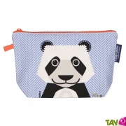 Trousse d'cole en coton bio Panda grande taille 22 x 13 cm