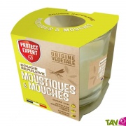 Bougie rpulsive moustiques et mouches au graniol, 20h d'utilisation, origine vgtale