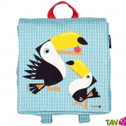 Sac  dos bleu enfant Toucan en coton bio 23 x 23 x 8 cm